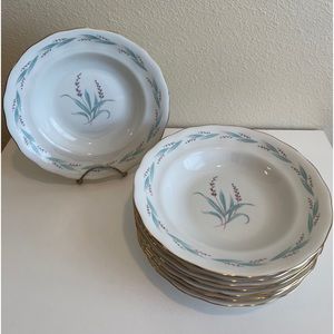 Karolina Favolina CELINE Gold Rim 8 3/8” Soup Bowls set of 8